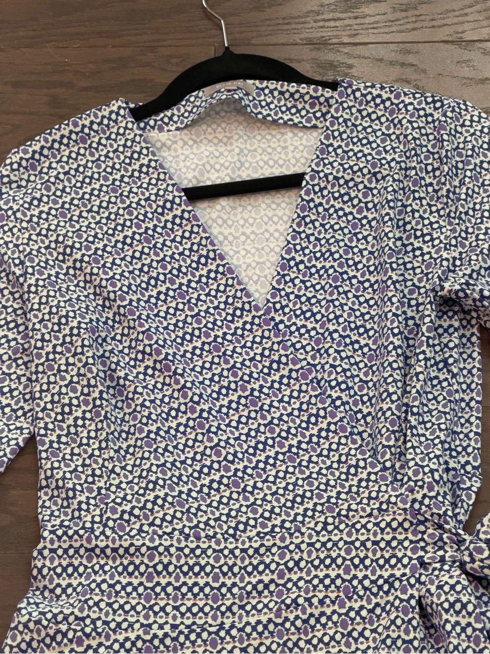 Ellie Kai Blue Purple Geometric Wrap Dress 3/4 Sleeve Size 8 - Picture 4 of 11